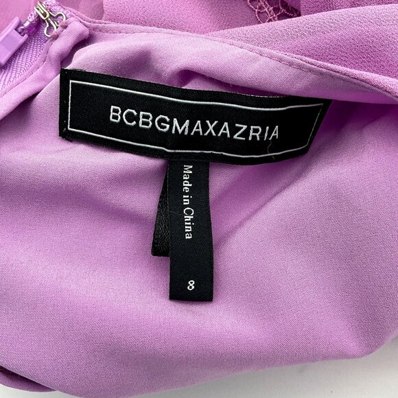 BCBGMAXAZARIA Sleeveless Pleated Lined V-Neck Ruffled Sheath Dress 8 - Picture 9 of 11